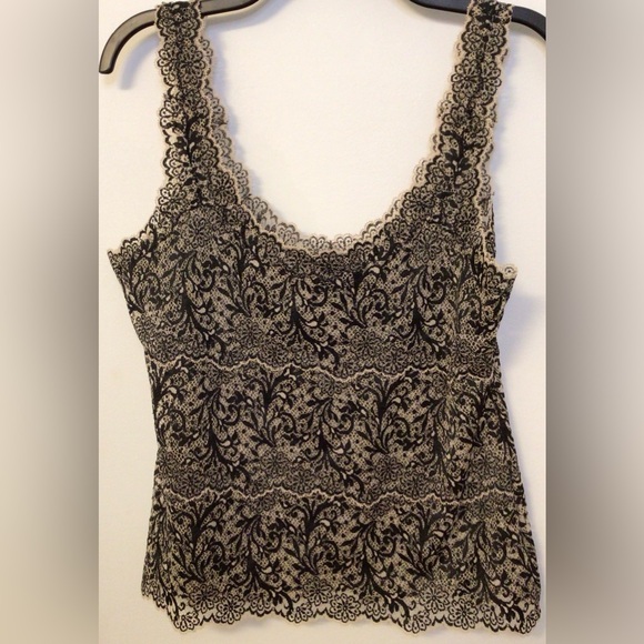 Josie Natori Black tan lace cami sleeveless top size large - Picture 3 of 6